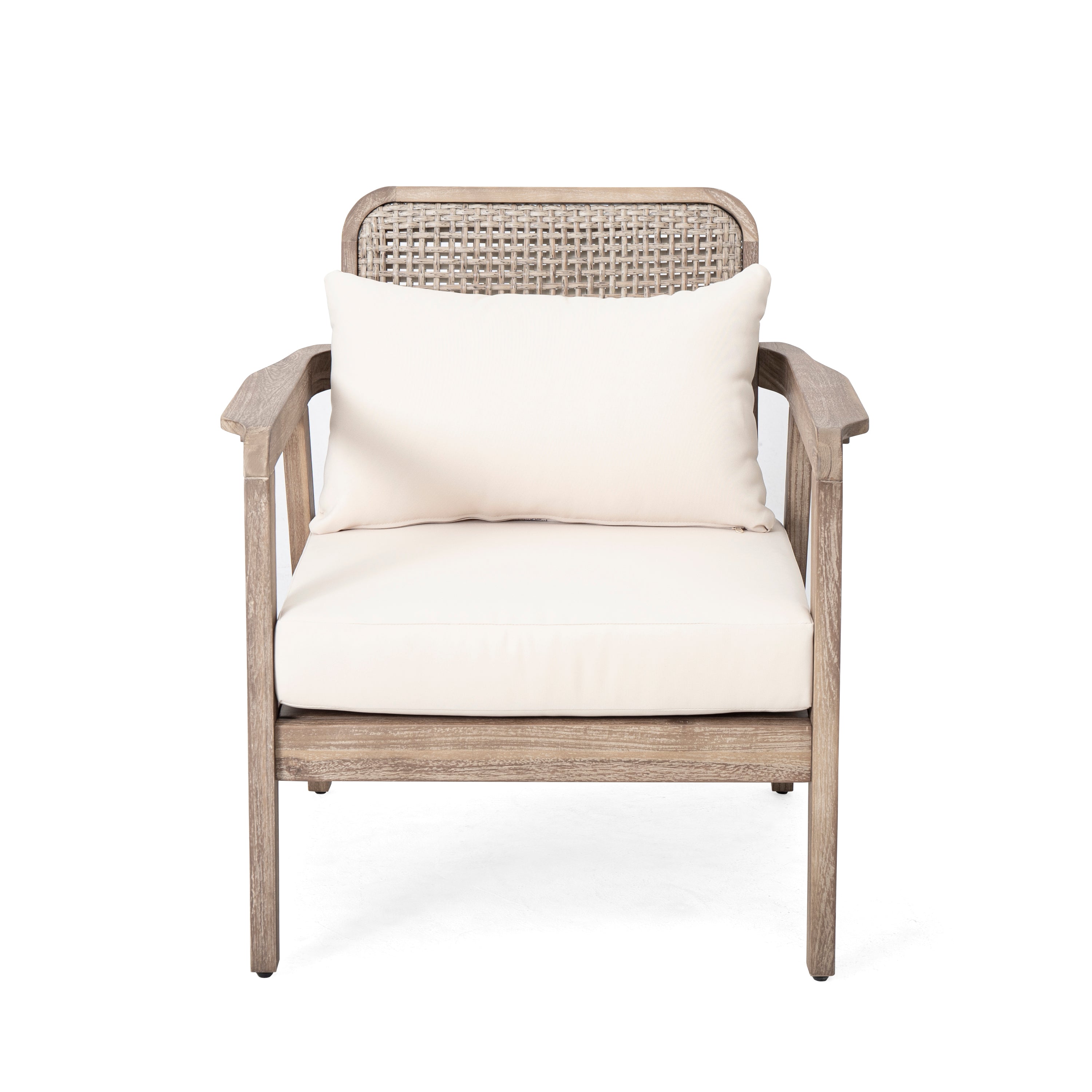 Outdoor Acacia Wood Patio Club Chair, Patio Furniture,Waterproof Thick Cushion Deep Seating For Porch, Garden, Backyard,