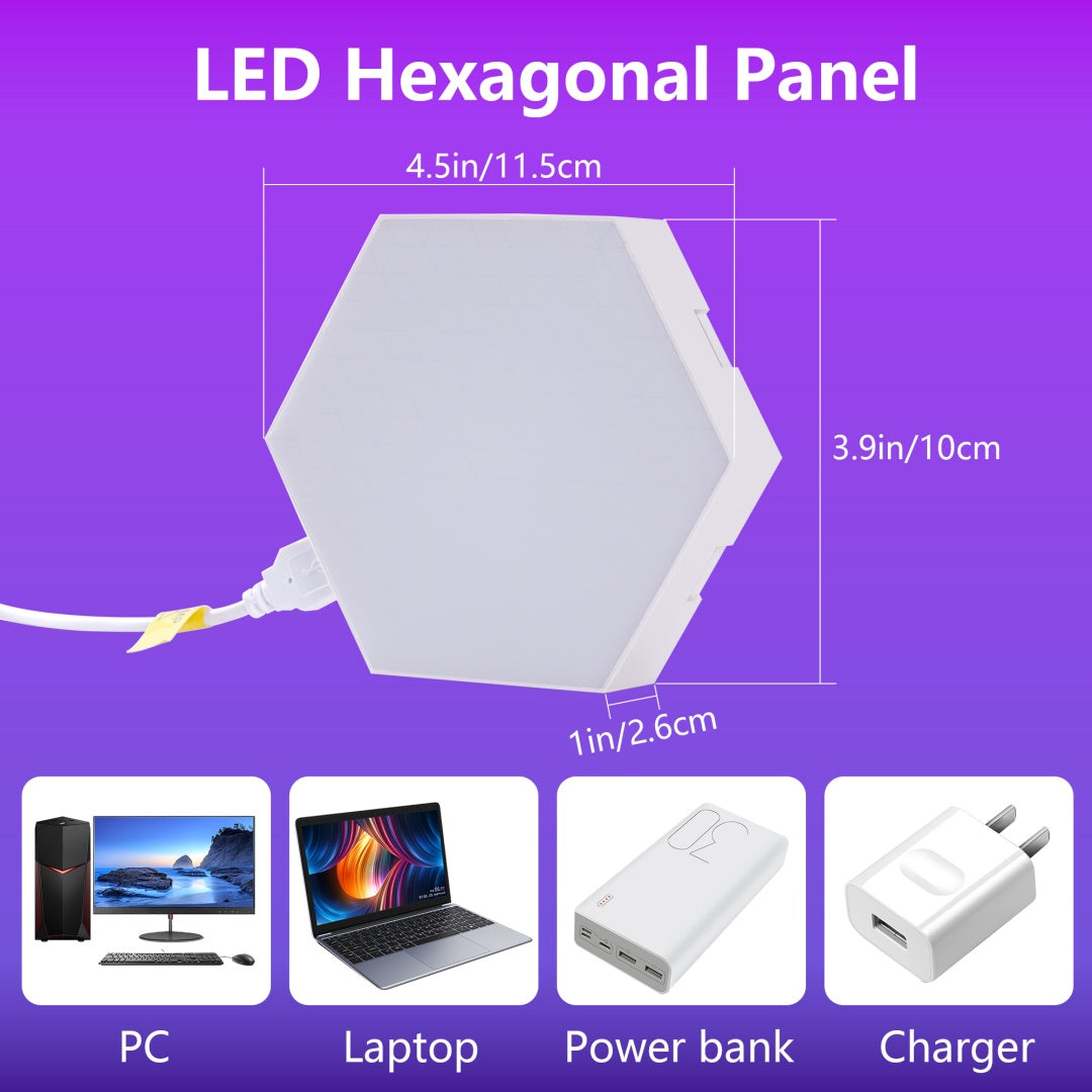 Hexagon Lights  10 Pack  LED Wall Panels, RGB Gaming Lights With APP, Smart Modular Panel Hex Tiles Push Glide Expansion