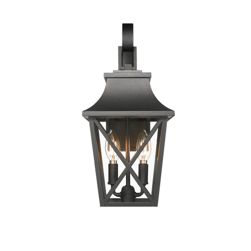 Black Outdoor Wall Light 2 Lights, Large Outdoor Modern Wall Light Fixtures, Industrial Porch Light Wall Mounted With Gl