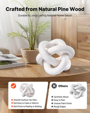 Wood Chain Link Decor, 3 Link, Hand Carved Wooden Knot Decor, Coffee Table Decoration Modern Shelf Accents, Decorative O