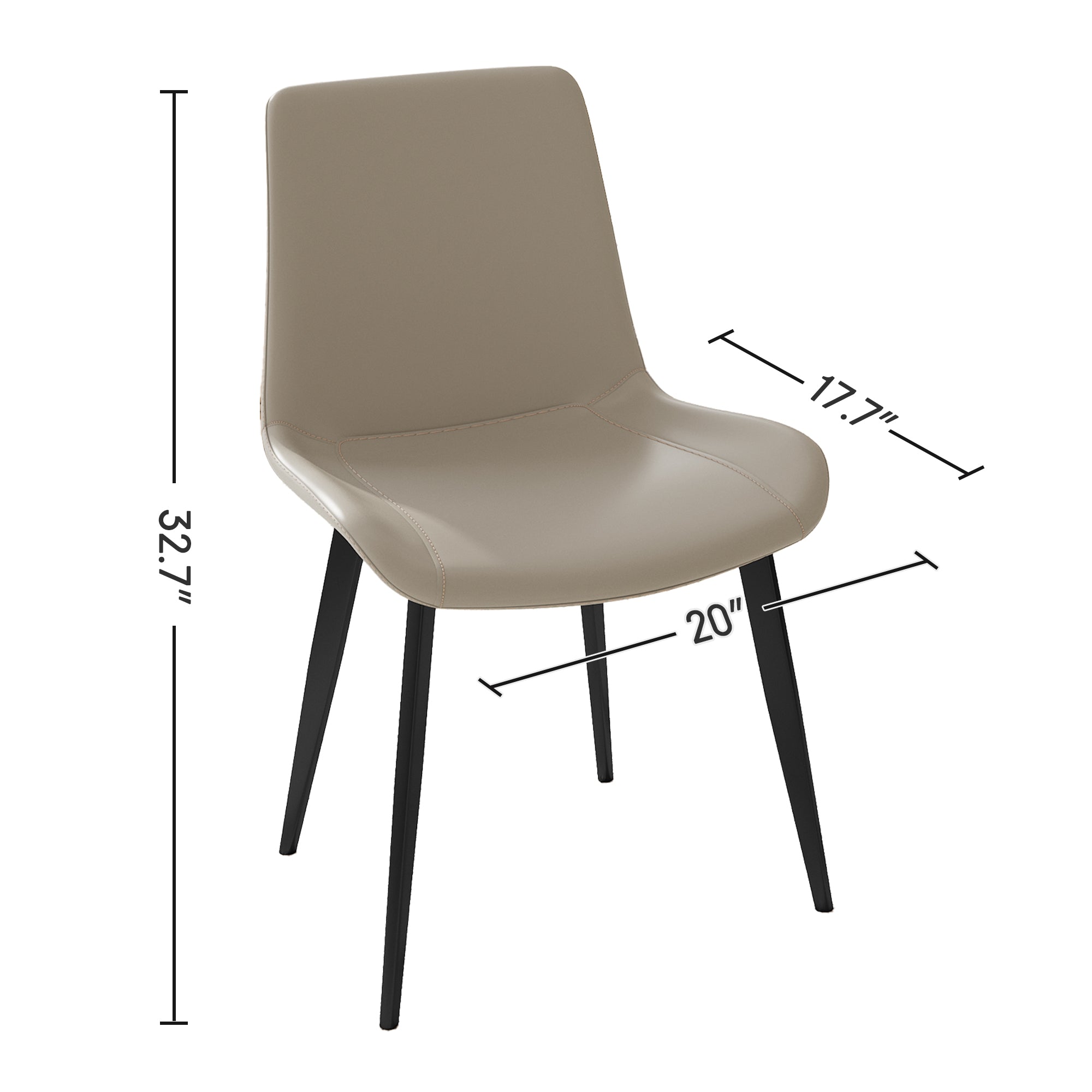 Dining Chairs 2PCS, Modern Kitchen & Dining Room Chairs, Upholstered Faux Leather Cushion Seat And Sturdy Metal Legs