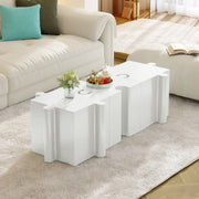 3-Piece Artistic Puzzle Table Set,Modular MGO Side Tables With Interlocking Design  2 Convex & 1 Concave , 200lb Capacit