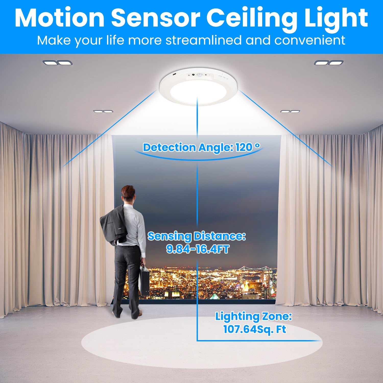 1Pack Magnetic Flush Ceiling Light Rechargeable Motion Sensor Ceiling Light Wireless Ceiling Light With Timer Remote Ste