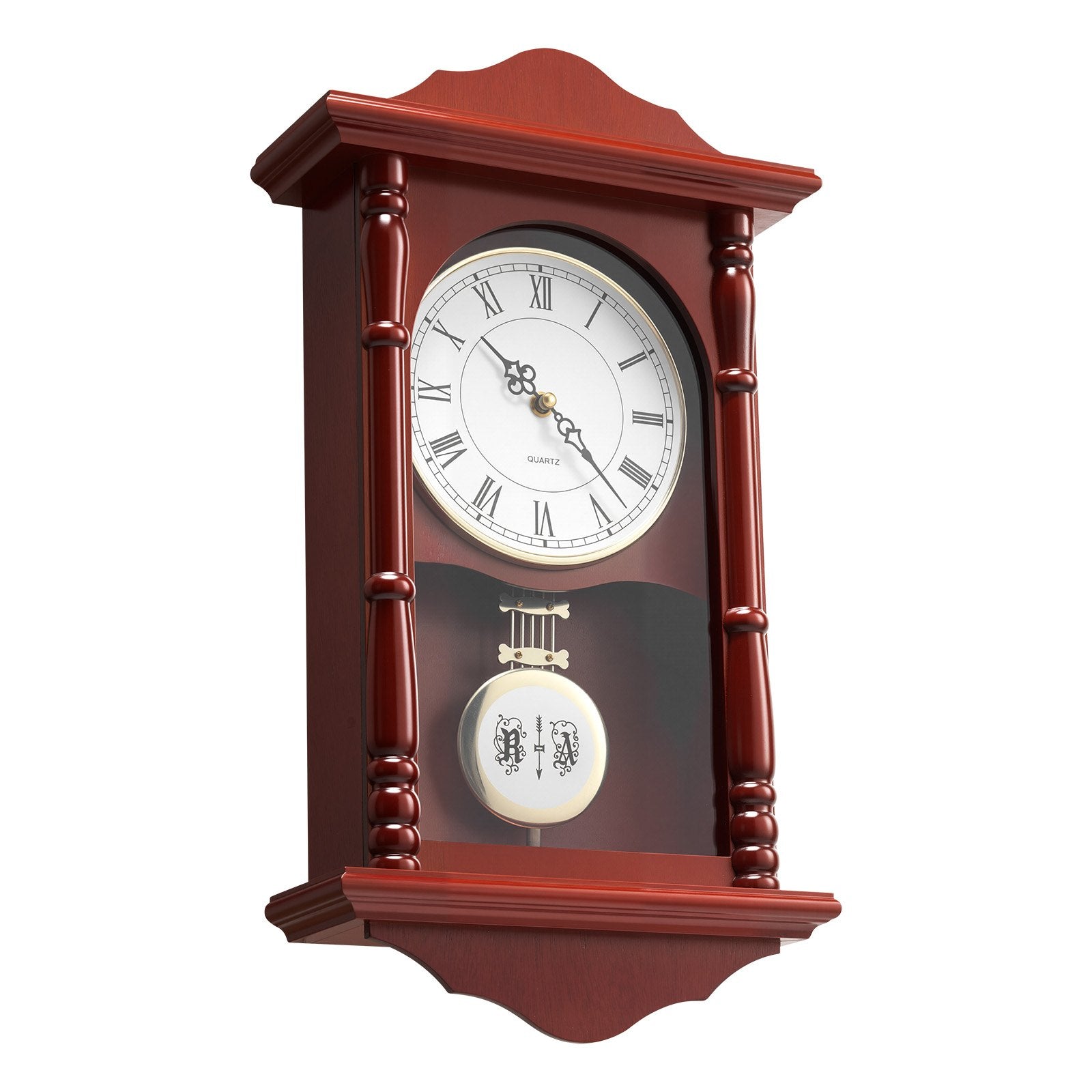 Grandfather Clock, 18 In Classic Vintage Pendulum Clock, Pine Wood & MDF Wall Clocks With Quartz Movement And Quiet Desi