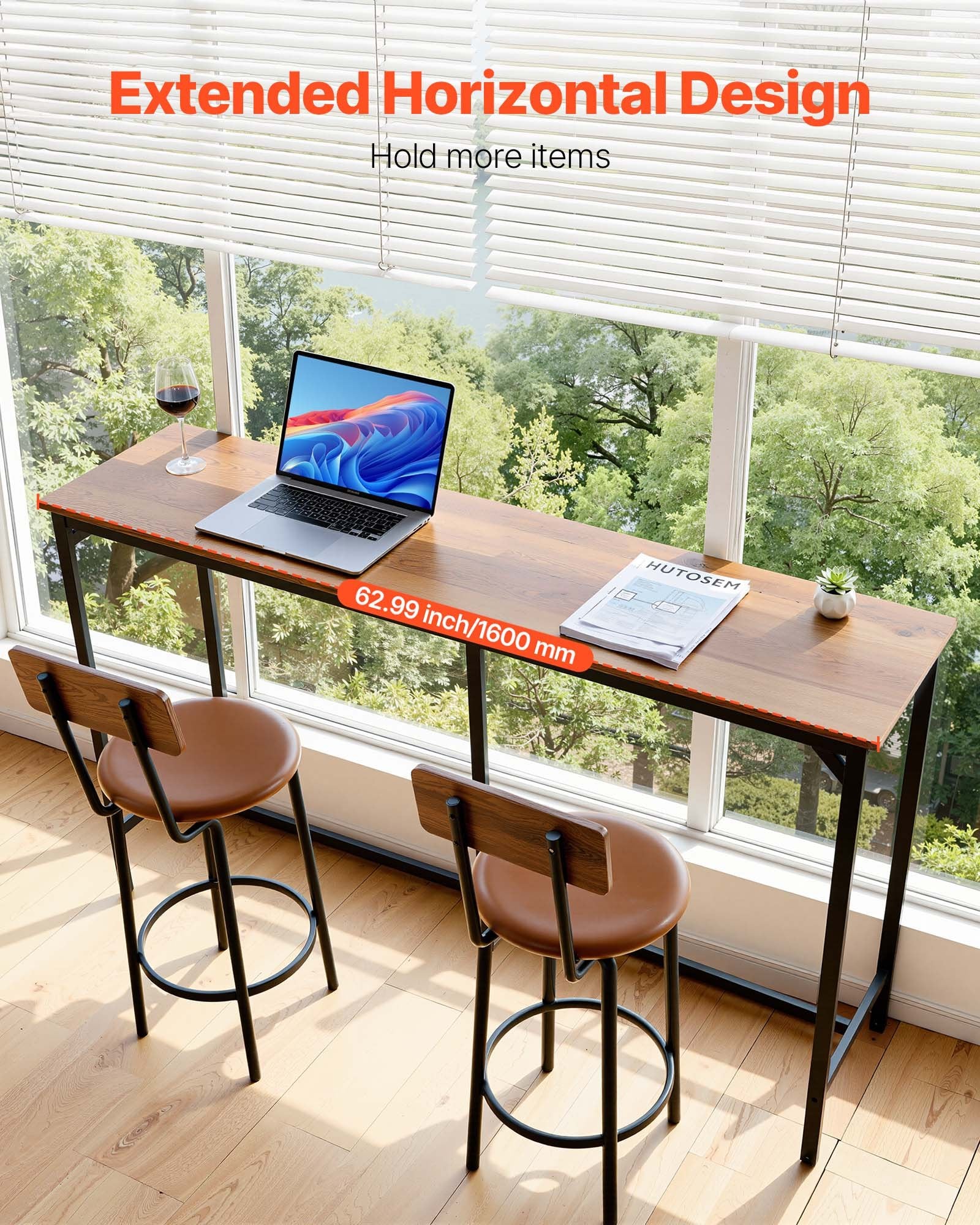 Bar Table, 1PCS 53″ Kitchen Bar Table, Tall Dining Tables With Rounded Edge, Rectangular High Top Kitchen Tables For Bal