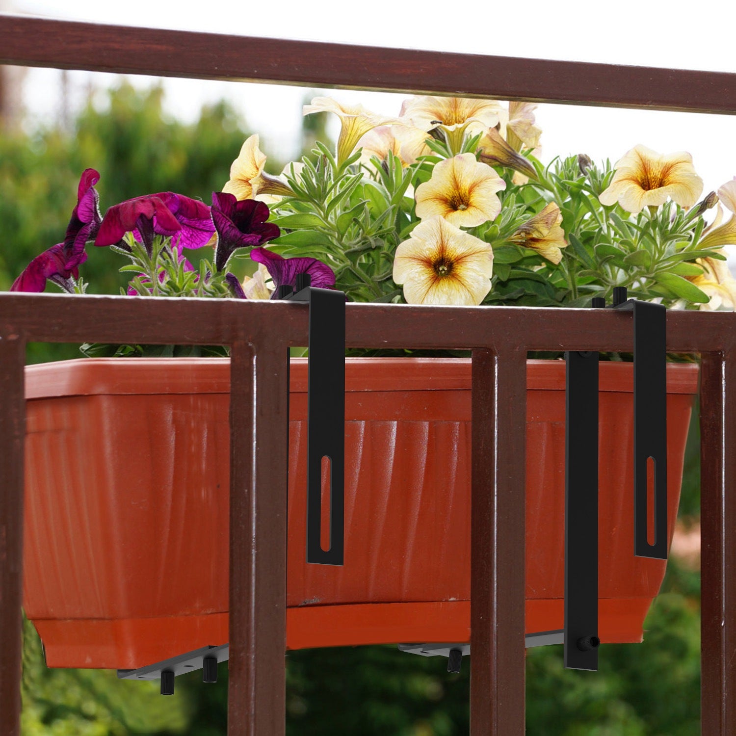 4Pcs Per Set Adjustable Planter Box Brackets Flower Box Holders Window Boxes Planters Hooks No Drill Railing Planter Mou