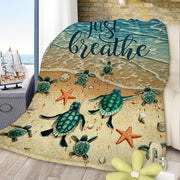 Tropical Baby Sea Turtle Flannel Fleece Blanket 3D Ocean Waves Flannel Soft Plush Throw Blanket Cozy Blankets For Bed Ch