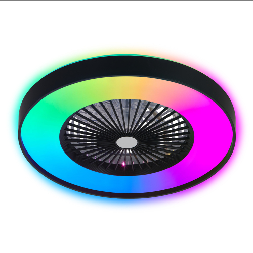23 Inch Black Ceiling Fan Light With LED RGB  Dimmable & Color-Changing, APP & Remote Control, Modern Smart Ceiling Fan