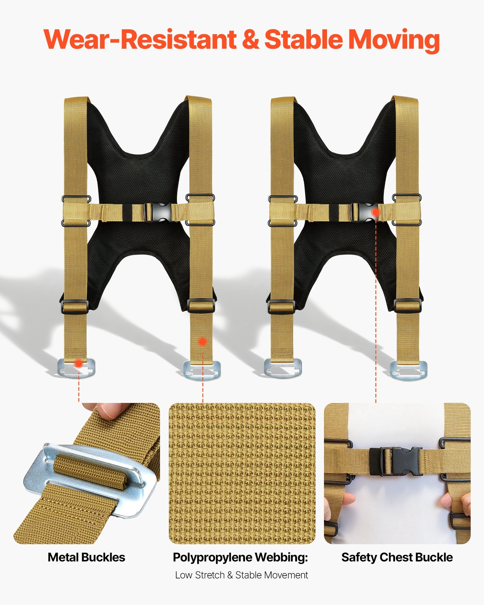 Moving Straps, Supports Up To 1000 Lbs, 2-Person Lifting And Moving System With 2 Harness Straps & 2 Load-bearing Straps