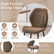 4 Sets Of Retro And Minimalist Brown Fabric Dining Chairs With Spacious And Comfortable Cushions.Black Metal Legs And Ad