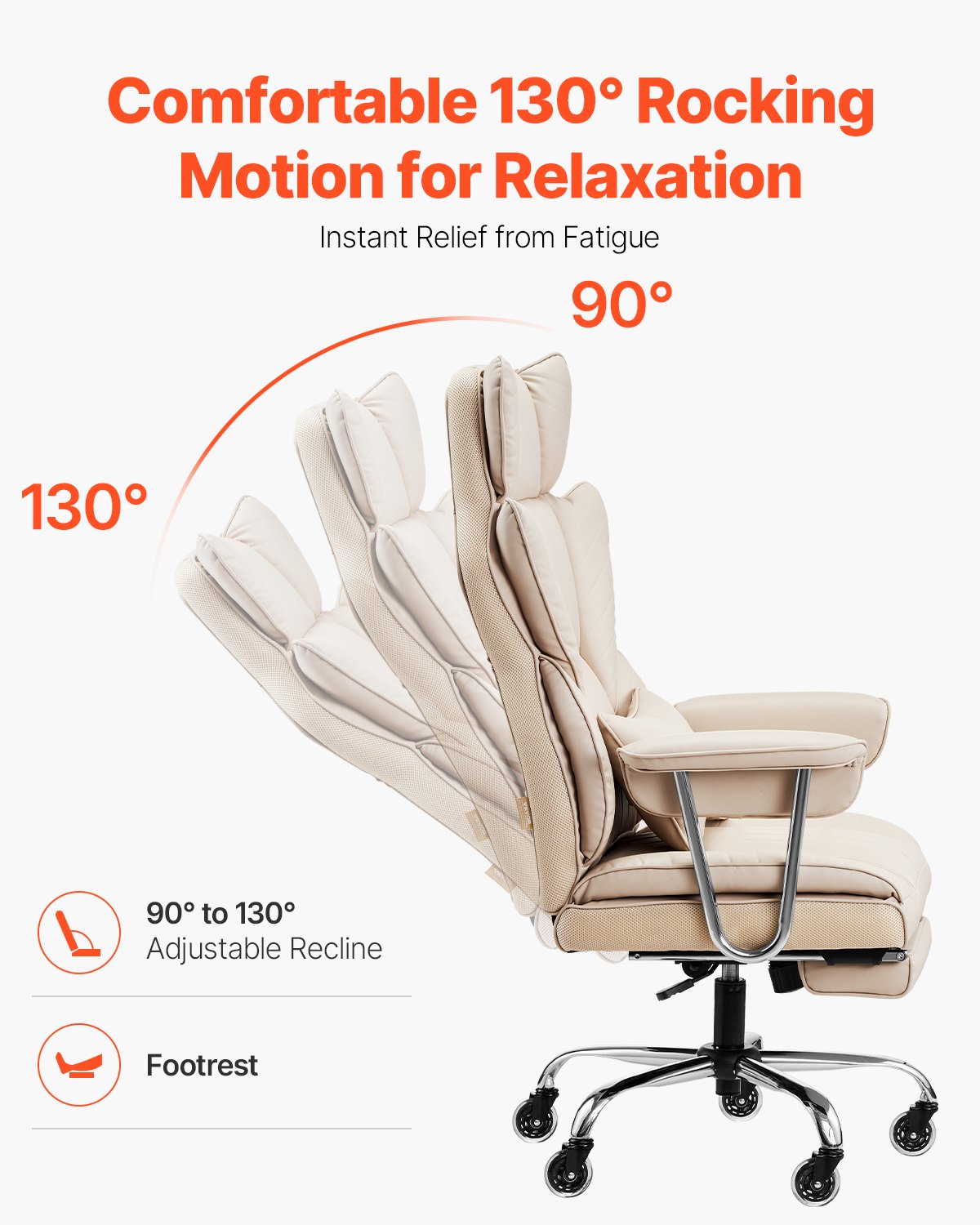 Executive Office Chair With Footrest, 400 Lbs Capacity With Heavy Duty PU Leather Wide Office Chair, Big And Tall Reclin