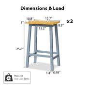 K&K Solid Wood Bar Stools  Not Cheap Iron , 25.6  Tall Set Of 2 Bar Chairs, Kitchen Counter Stools With Footrests, Farmh
