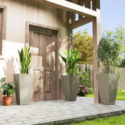 Tall Planters For Outdoor Plants Set Of 3, 28 In Taper Planters With Drainage Holes, Indoor Plant Pots, Front Porch Deco