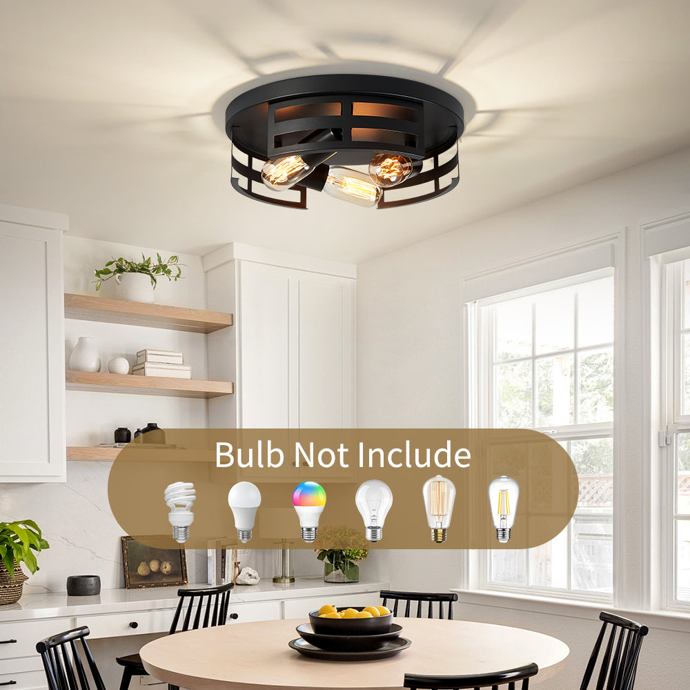 2-Light Black Flush Mount Ceiling Light Fixture,13 In Light Fixtures Ceiling Mount For Hallway,Hall,Kitchen,Farmhouse  2