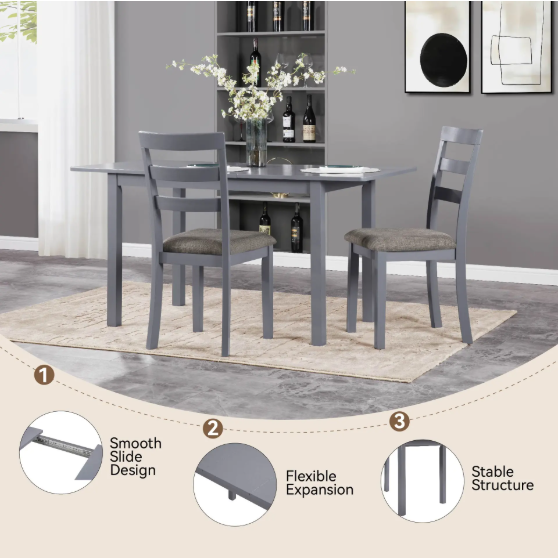 59 Extendable Dining Table, Modern House Dining Room Table For 4-8, Wooden Kitchen Table , Dining Room, Working Office,