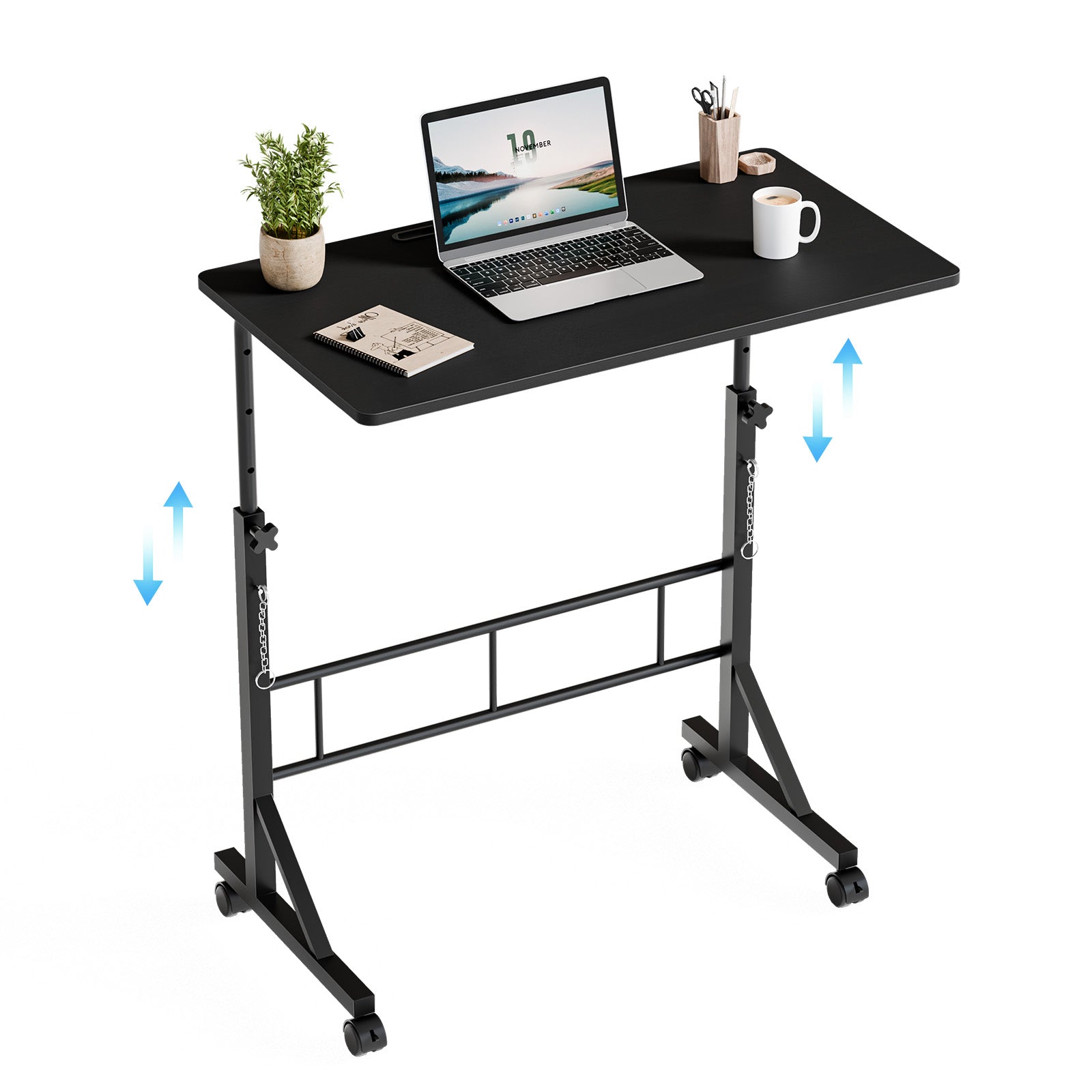 31.5-inch Adjustable-height Mobile Desk, Equipped With Locking Wheels And Clasps, Suitable For Mobile Desks And Active H