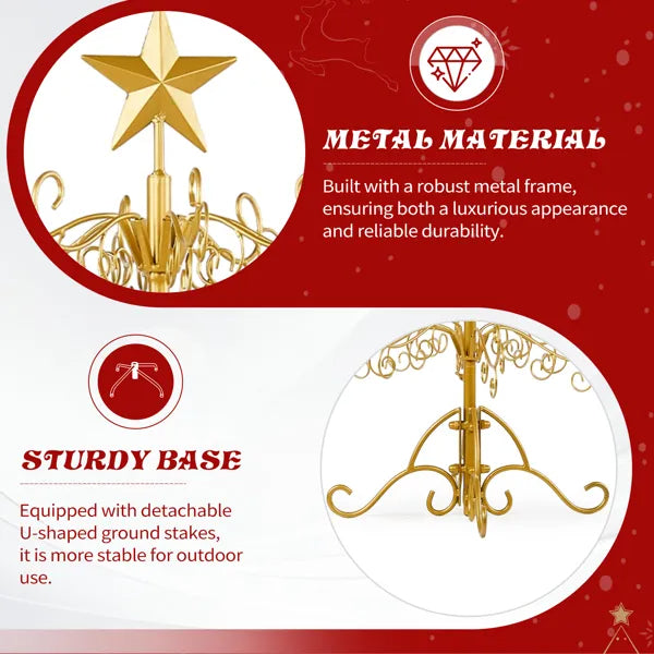 3ft Wrought Iron Christmas Tree, Metal Ornament Display Tree Stand For For Holiday Party Home Decor, Indoor & Outdoor De