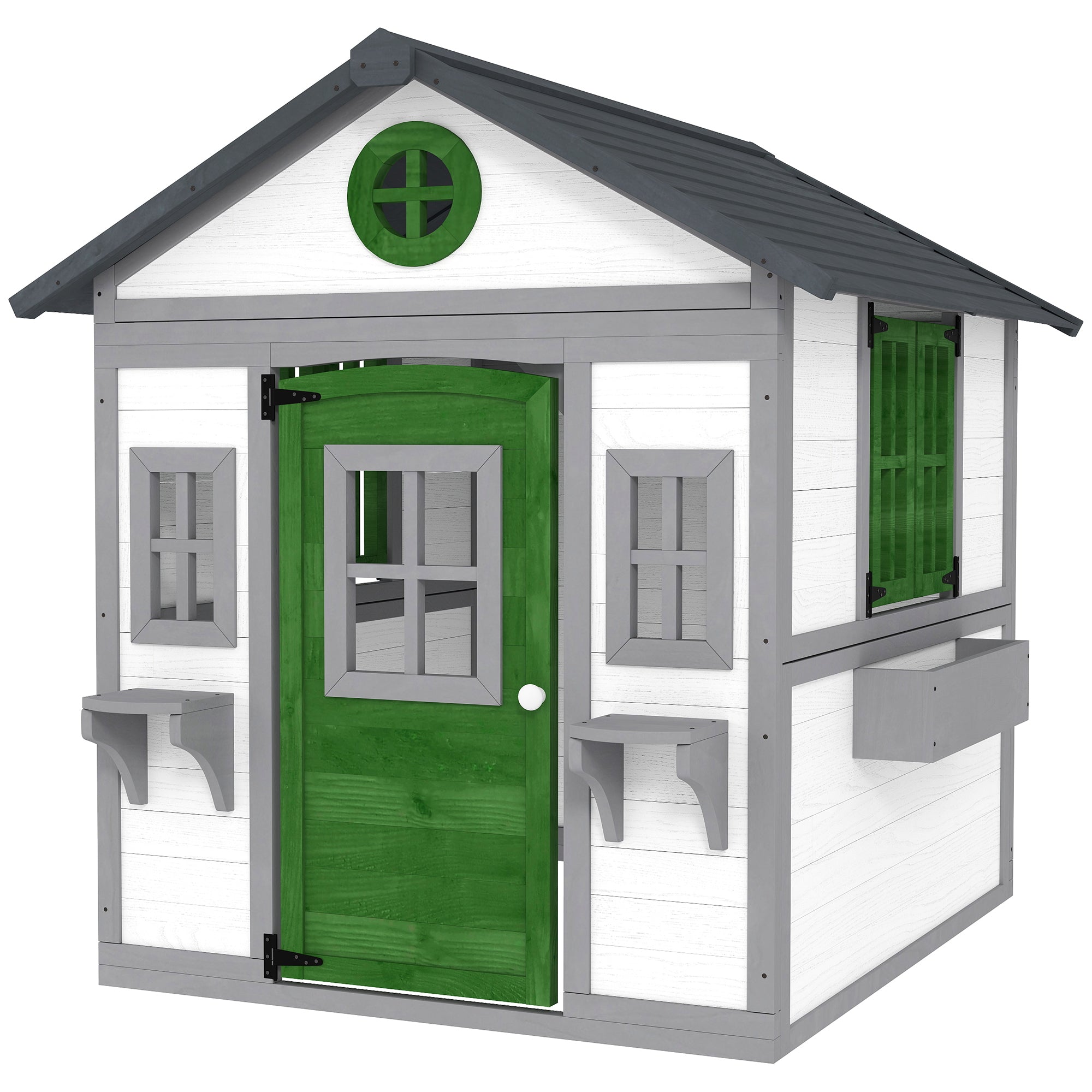 Wooden Playhouse for Kids Outdoor with Doors