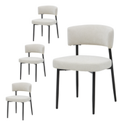 Modern Dining Chairs Set Of 4, Upholstered Dining Chairs With Curved Backrest,Sturdy Metal Frame