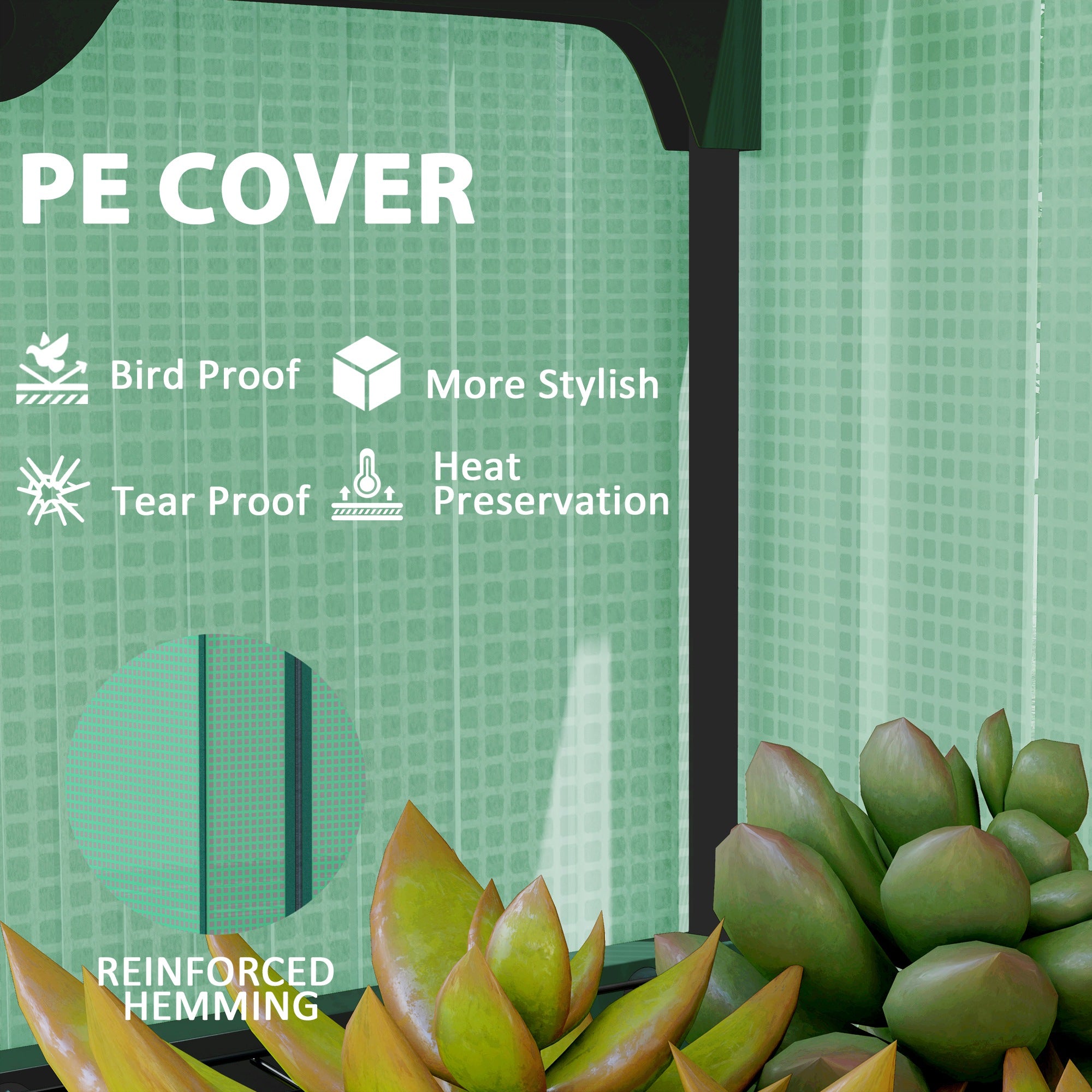Mini Greenhouse with Screen Roof, 4 Tier Portable Small Greenhouse with High Strength PE Cover, Green
