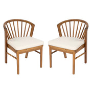 Outdoor Dining Chairs Set Of 2, Acacia Wood Patio Chairs With Cream Washable Cushion,for Backyard, Poolside, Garden,Teak