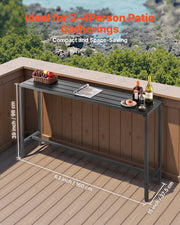 Outdoor Bar Table, 63 X 15 in Patio Bar Table