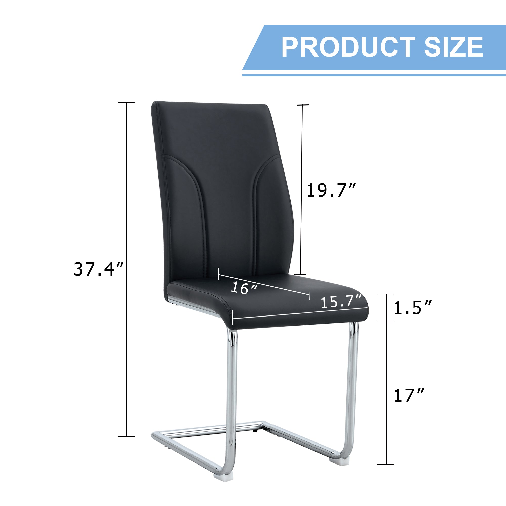 4 Dining Chair Set, Black Dining Chair Set, PU Material High Back Seat And Sturdy Leg Chair, Suitable For Dining Room, K