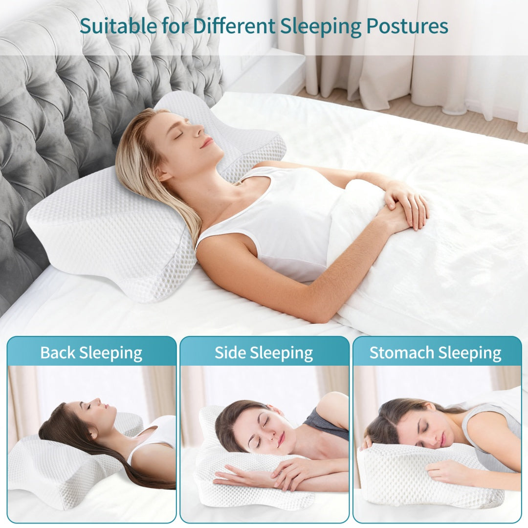 Cervical Neck Pillow, Cooling Ergonomic Memory Foam Pillows  Dual Height Orthopedic Support Contour Pillow For Side