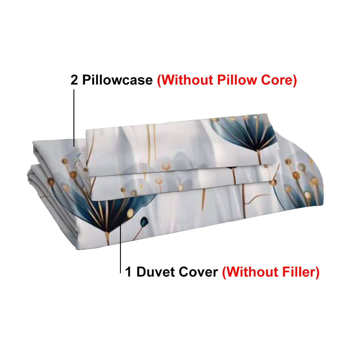 3-piece Set Of Simple And Fresh Blue And White Floral Duvet Cover, Polyester Bedroom Decoration Bedding Set Twin Full Qu