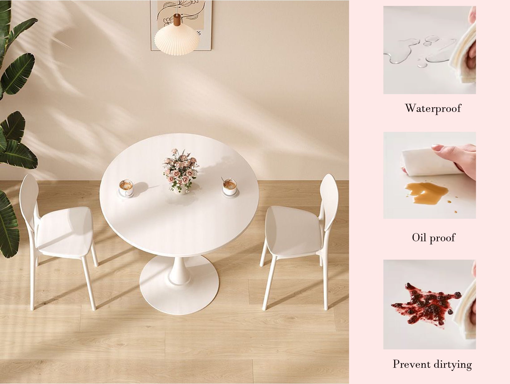 Modern Round Dining Table, 31.5' Kitchen Dining Room Furniture, Coffee Table, Leisure Table, Living Room Table, Oval Din