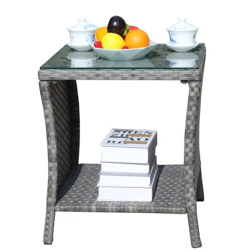 Outdoor Patio Furniture 1 Coffee Table With Clear Tempered Glass