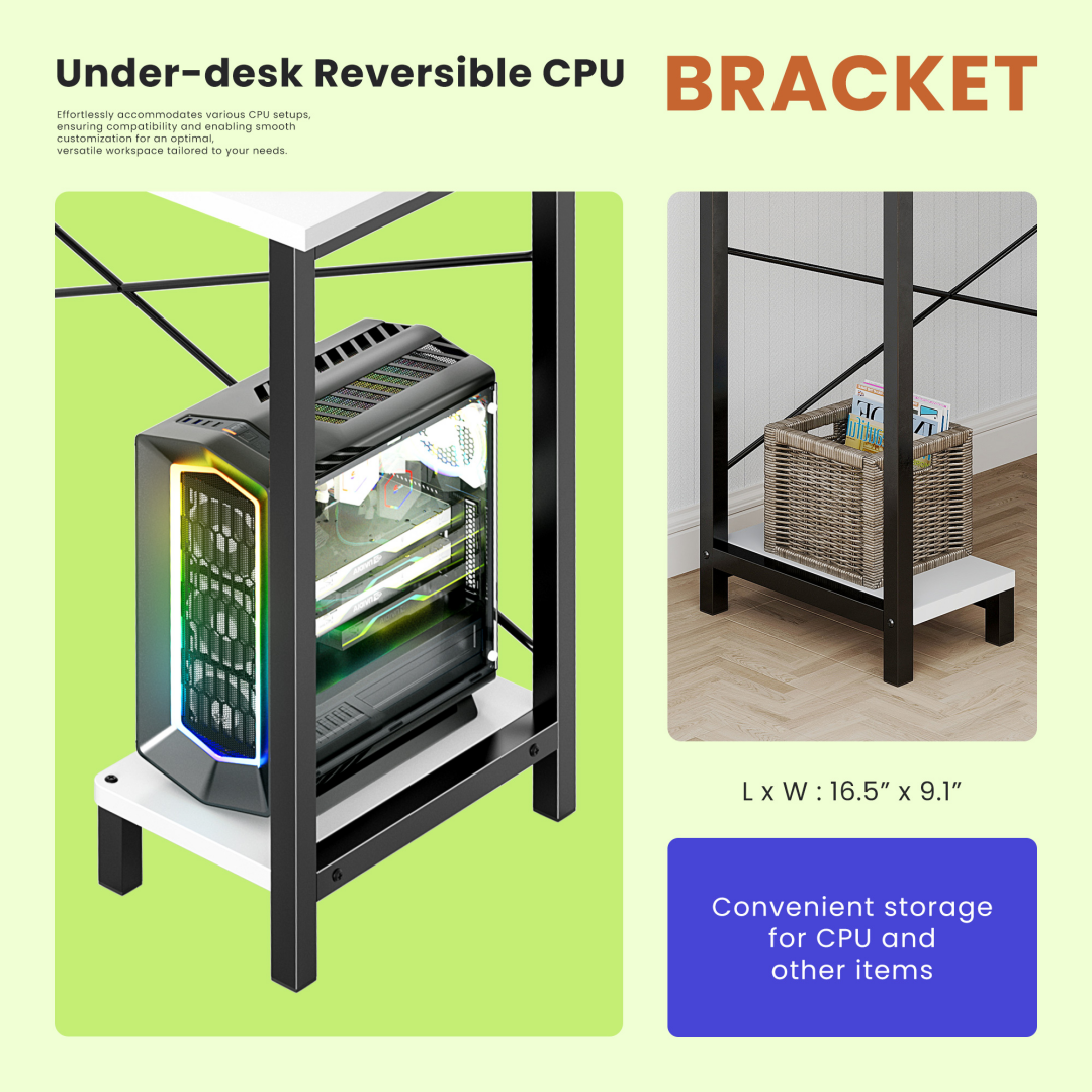 49-Inch L Shaped Desk - Computer Desk Corner Desks Gaming Desk PC Table, With CPU Stand Side Bag For Home Office Dorm St