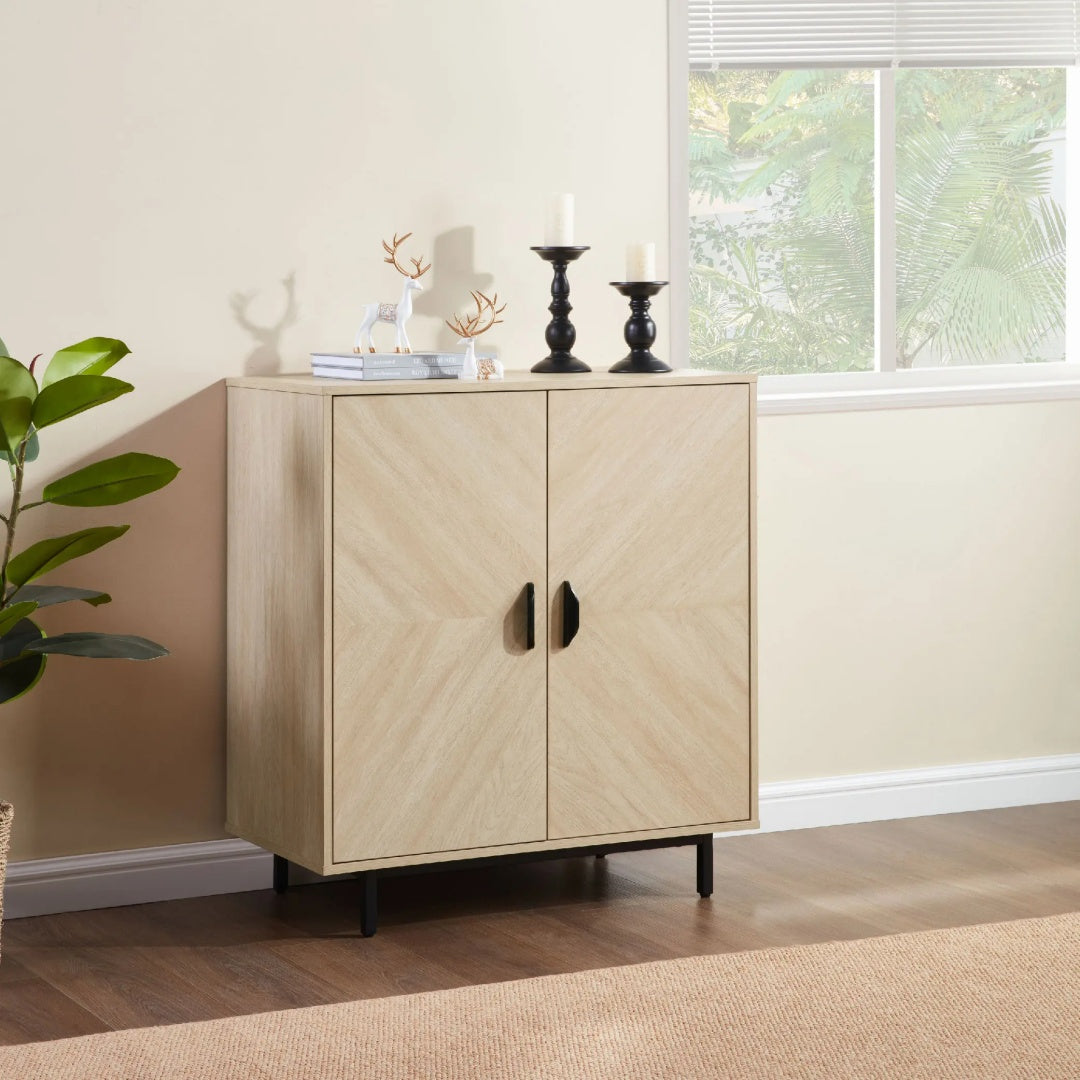 Storage Cabinet With Doors, Modern Accent Cabinet,Wood Grain Decoratio Buffet Sideboards For Living Room, Kitchen,Enterw