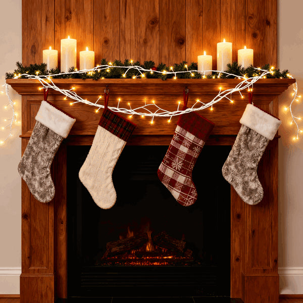 Lighted Birch Garland, 7.87ft 144 LED Warm White Lights With 8 Modes, Remote & Timer, IP45 Waterproof Flexible Branches
