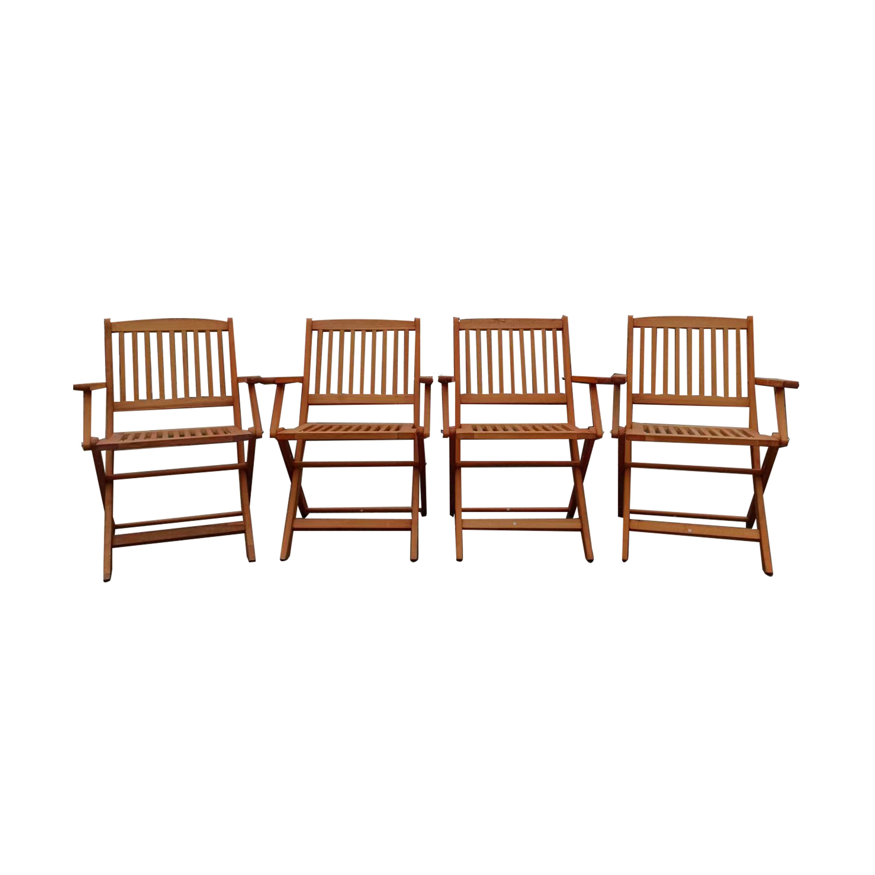Foldable Patio Dining Set, 4 Folding Chairs, Indoor And Outdoor Universal, Teak