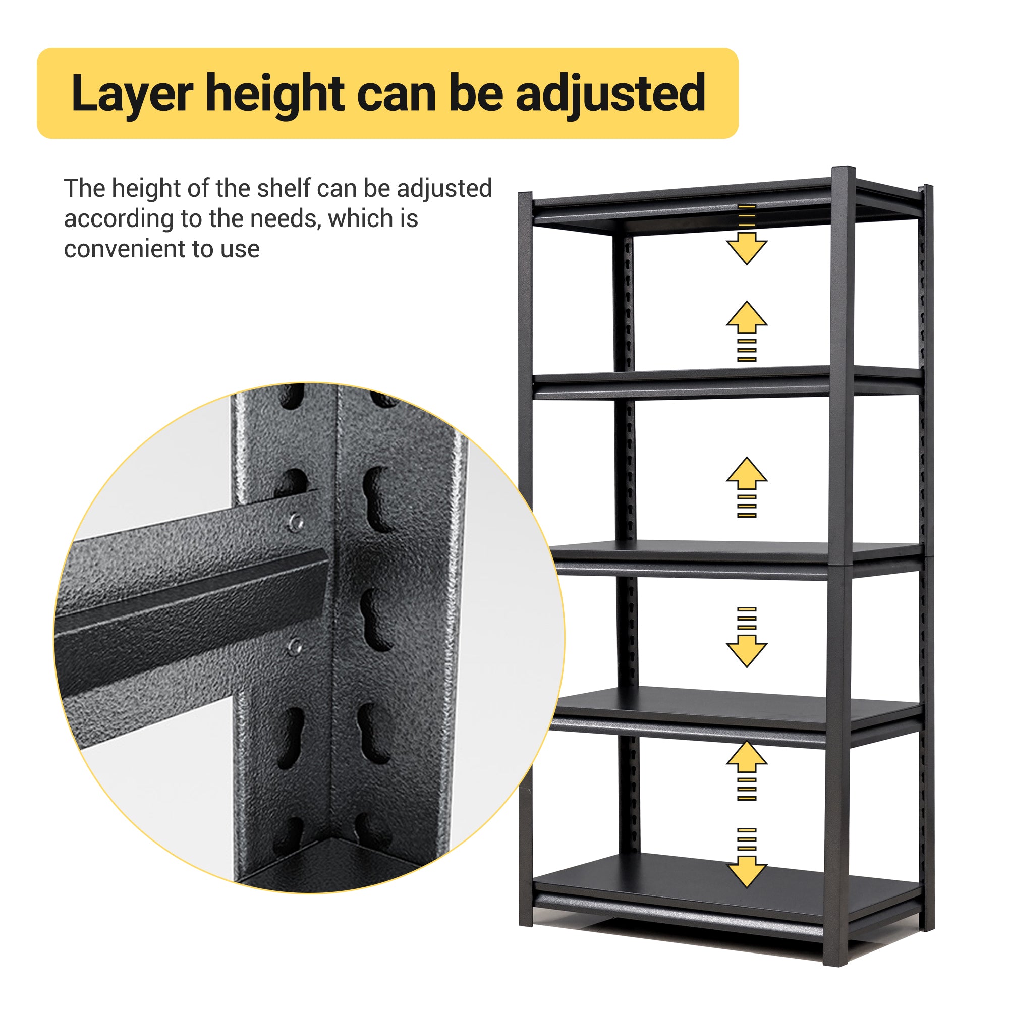63 H  5 Tier Metal Shelves For Storage Garage Shelving 2000LBS Heavy Duty Storage Shelves Adjustable Garage Shelf Indust