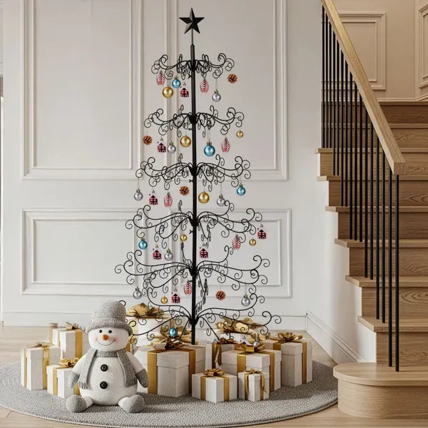 6ft Wrought Iron Christmas Tree, Metal Ornament Display Tree Stand For For Holiday Party Home Decor, Indoor & Outdoor De