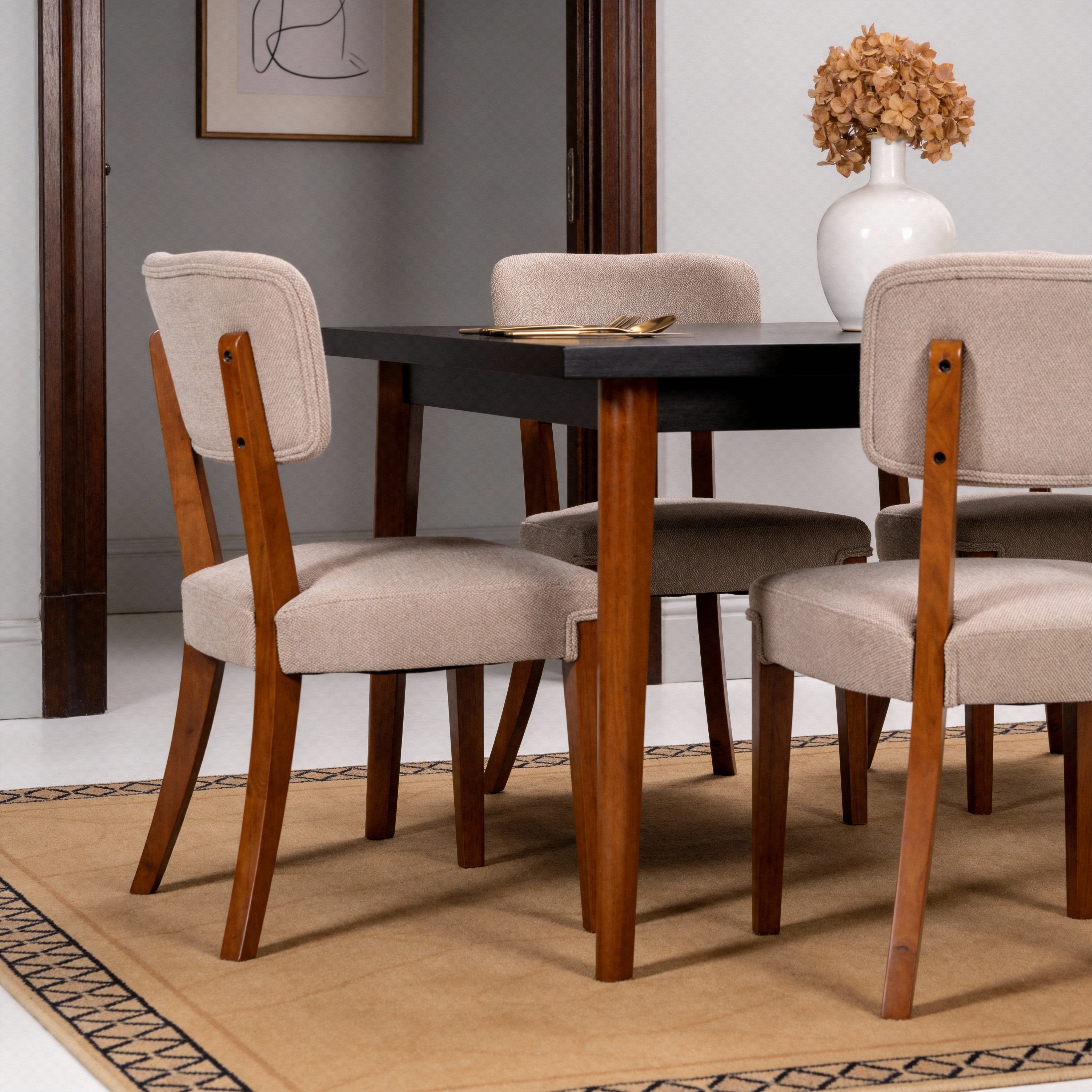 Modern Armless Dining Chairs Set Of 2, Brown, Contemporary Side Chairs With Wood Legs   Versatile Accent Chairs For Dini