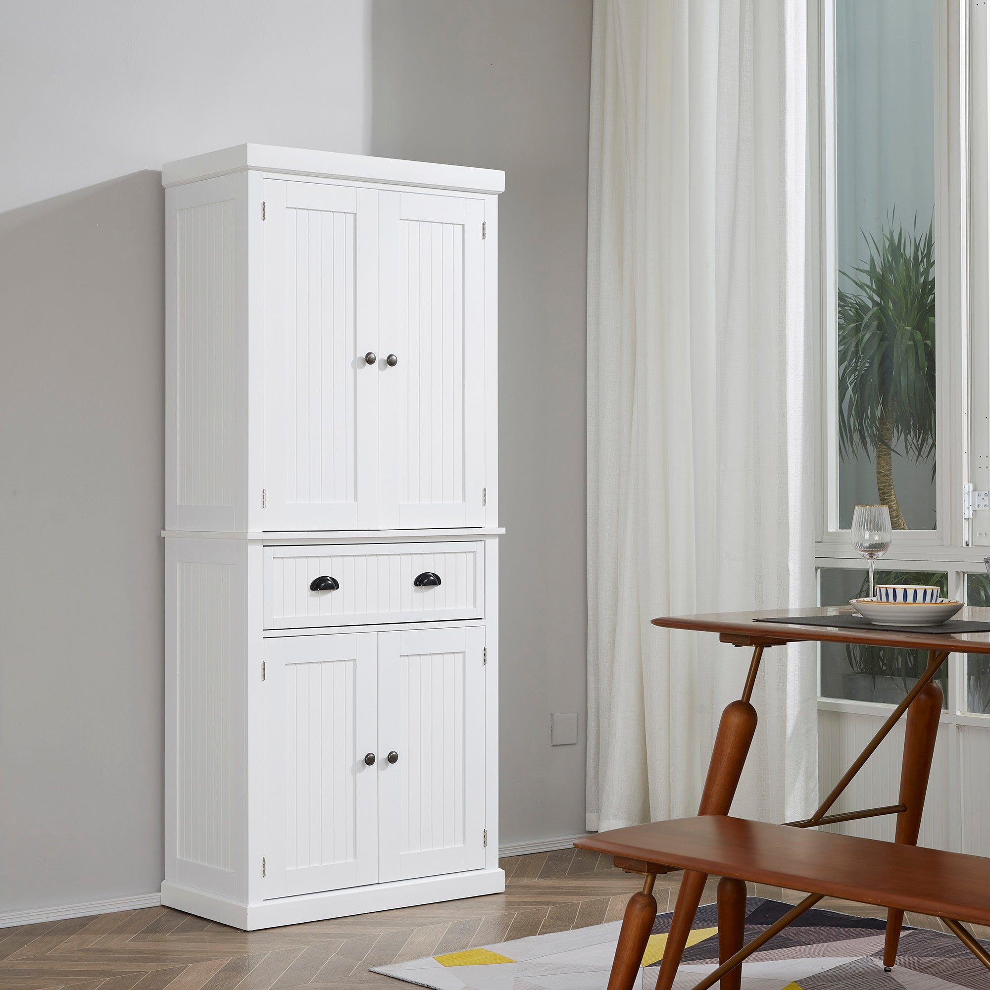 72" Kitchen Cabinet, Pantry Storage Cabinet with Doors and Shelves