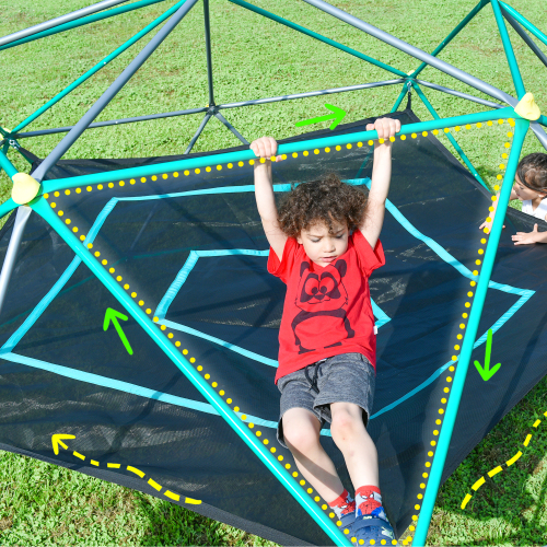 13-foot Geometric Dome Climber Play Center, Children's Climbing Dome Tower With Hammocks, Rust-resistant And UV-resistan