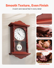 Grandfather Clock, 18 In Classic Vintage Pendulum Clock, Pine Wood & MDF Wall Clocks With Quartz Movement And Quiet Desi