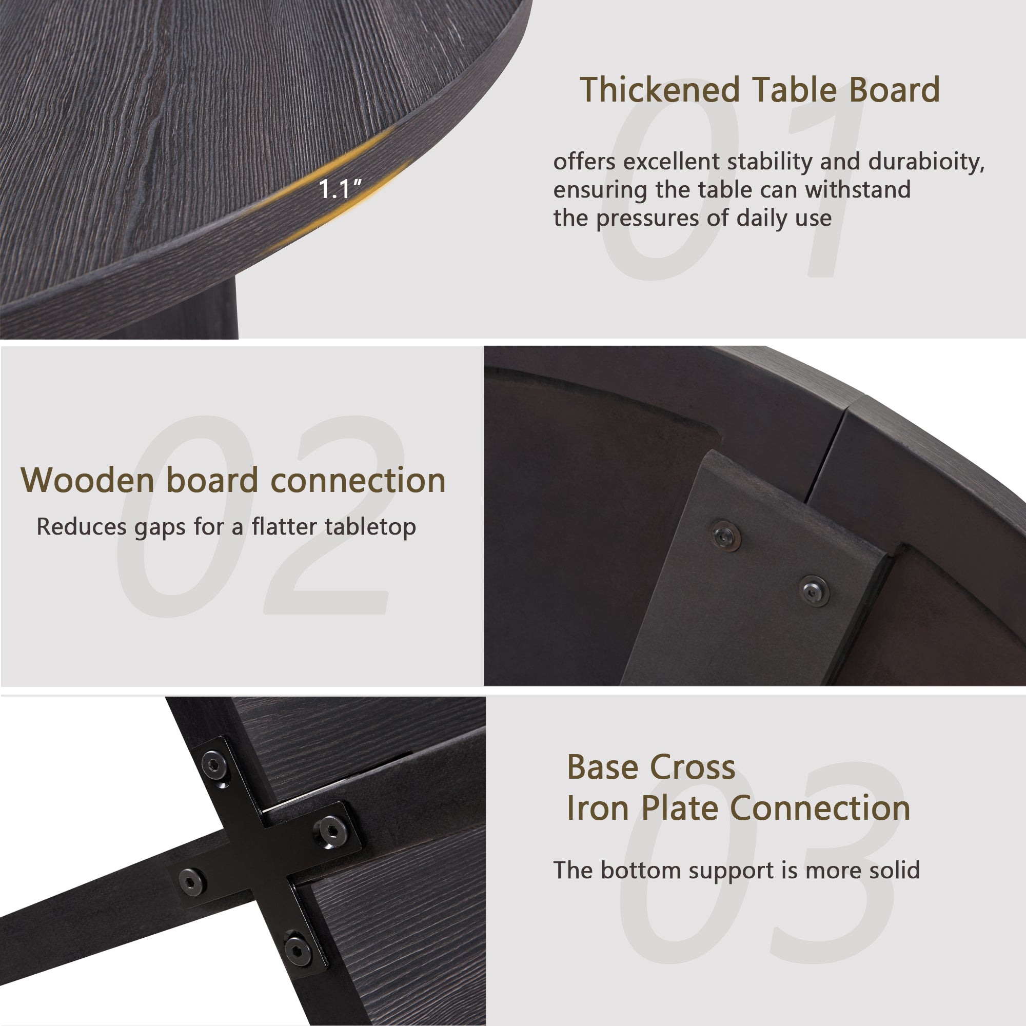 Modern Round Dining Table for 4, Farmhouse 47.3 inch Round Dining Table for Kitchen, Dining Room, Living Room, Antique B