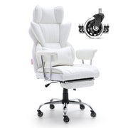 Reclining Office Chair With Footrest, Heavy Duty PU Leather Wide Office Chair, Big And Tall Executive Office Chairs With