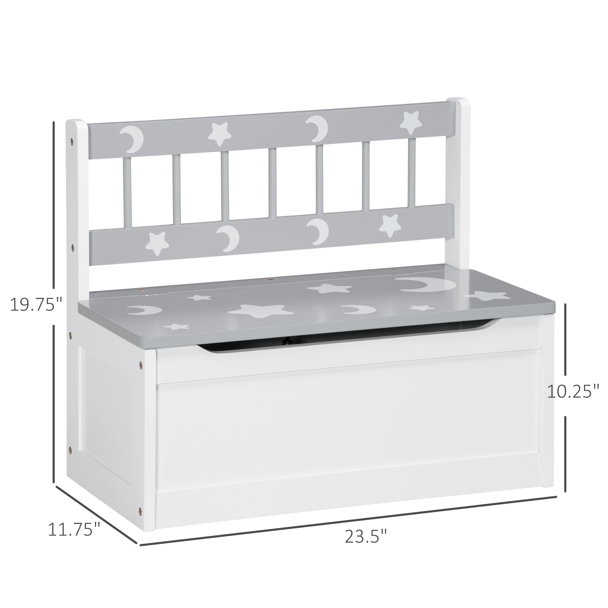 Toddler Toy Box Storage Bench with Large 27 Liter Interior, Kids Storage Bench Seat with Storage for Toddler Playroom Fu