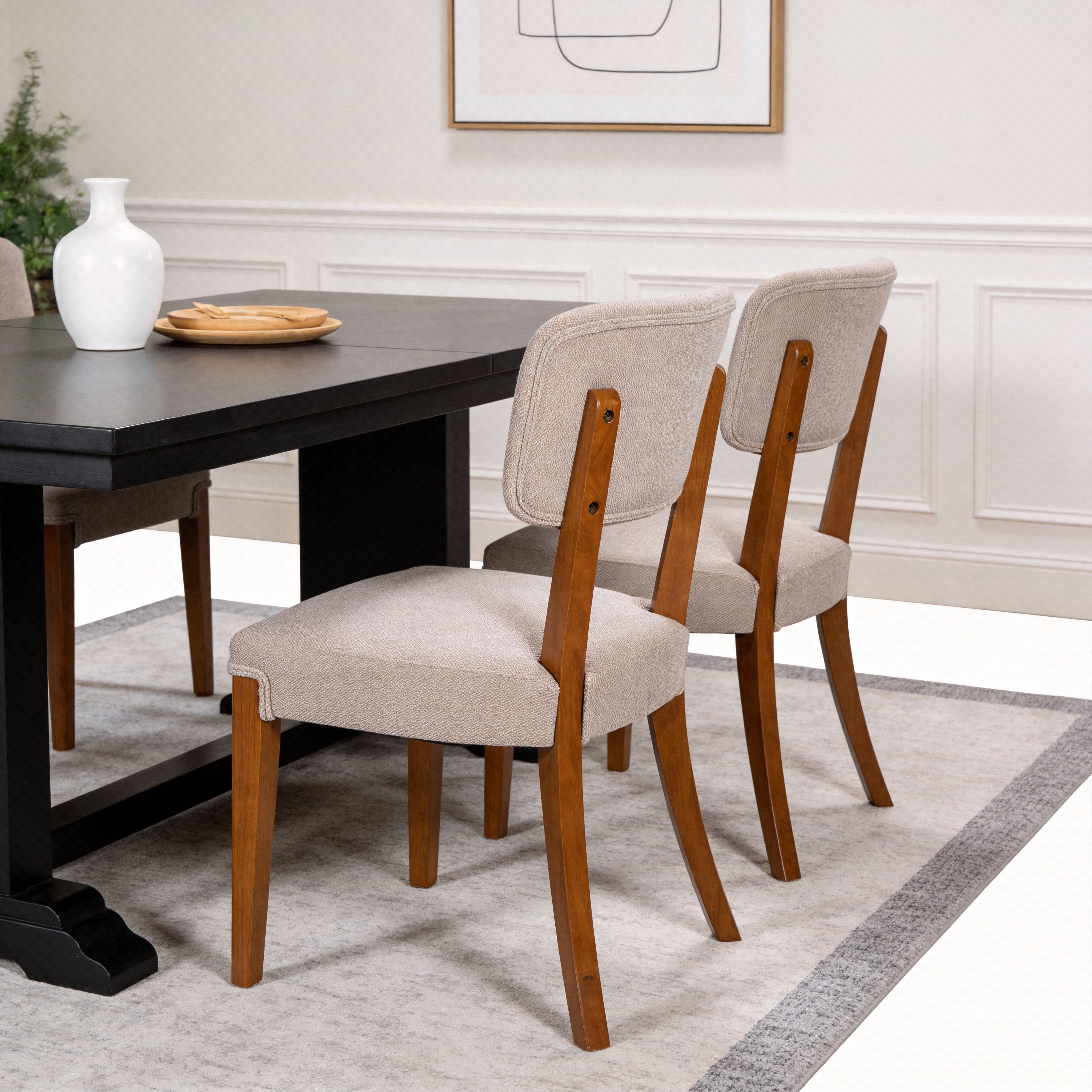 Modern Armless Dining Chairs Set Of 2, Brown, Contemporary Side Chairs With Wood Legs   Versatile Accent Chairs For Dini