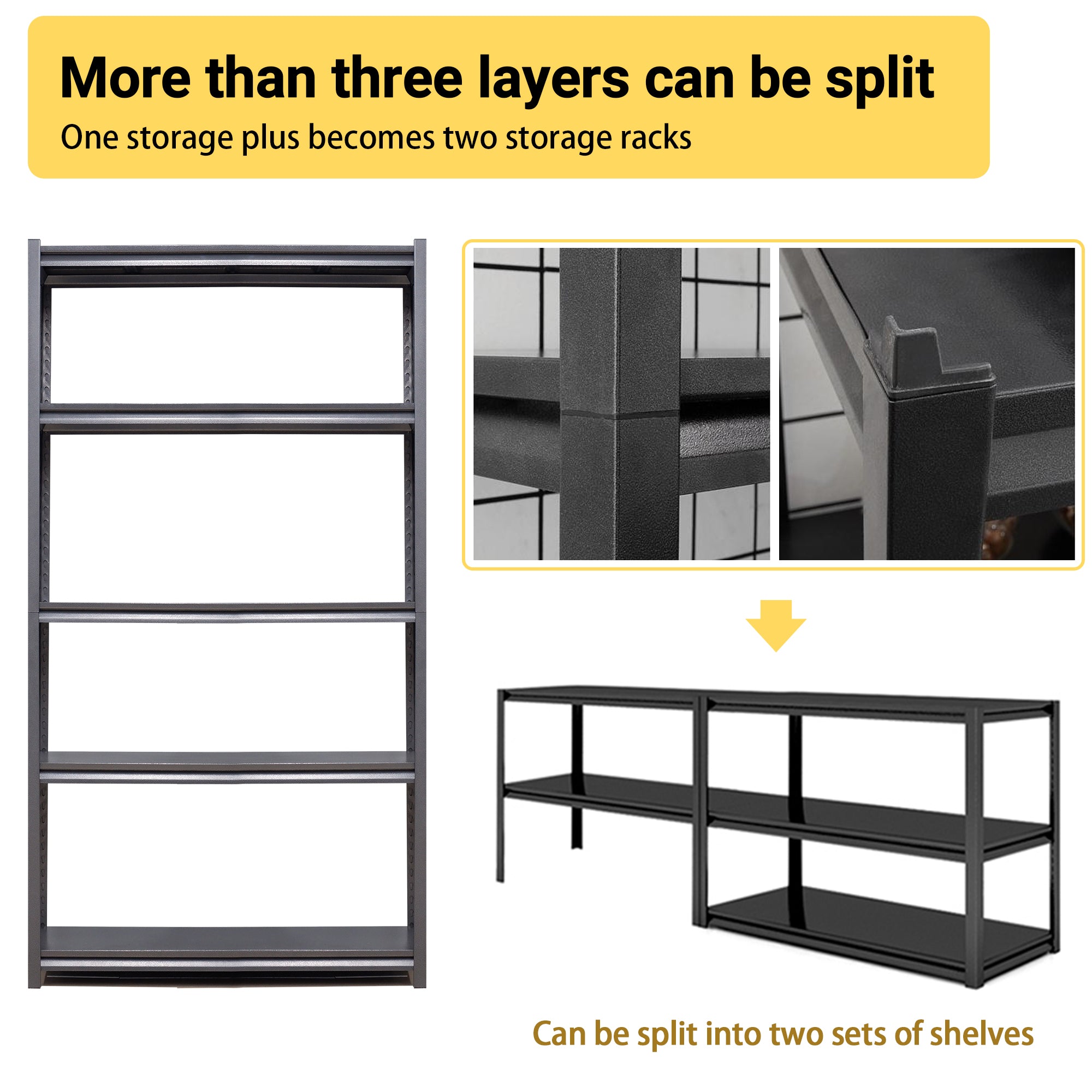 63 H  5 Tier Metal Shelves For Storage Garage Shelving 2000LBS Heavy Duty Storage Shelves Adjustable Garage Shelf Indust