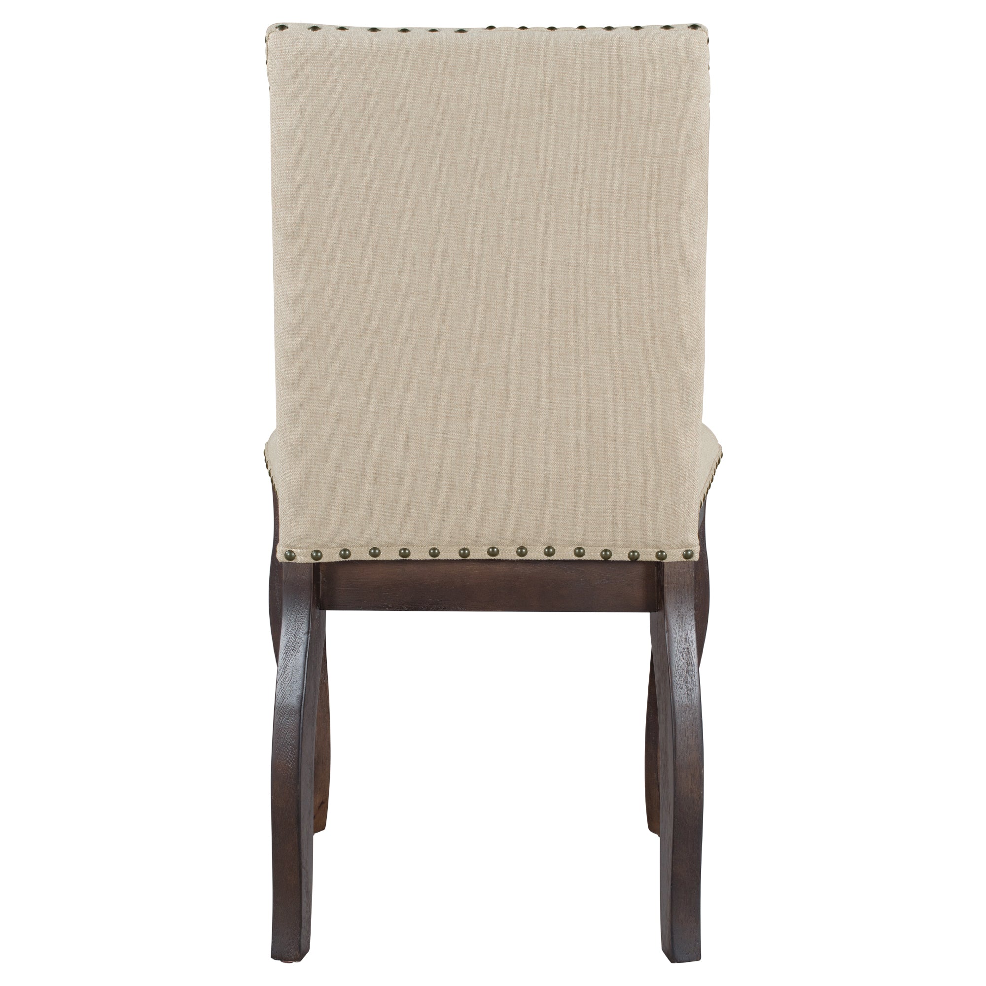 TREXM Set Of 2 Dining Chairs Wood Upholstered Fabirc Dining Room Chairs With Nailhead  Espresso