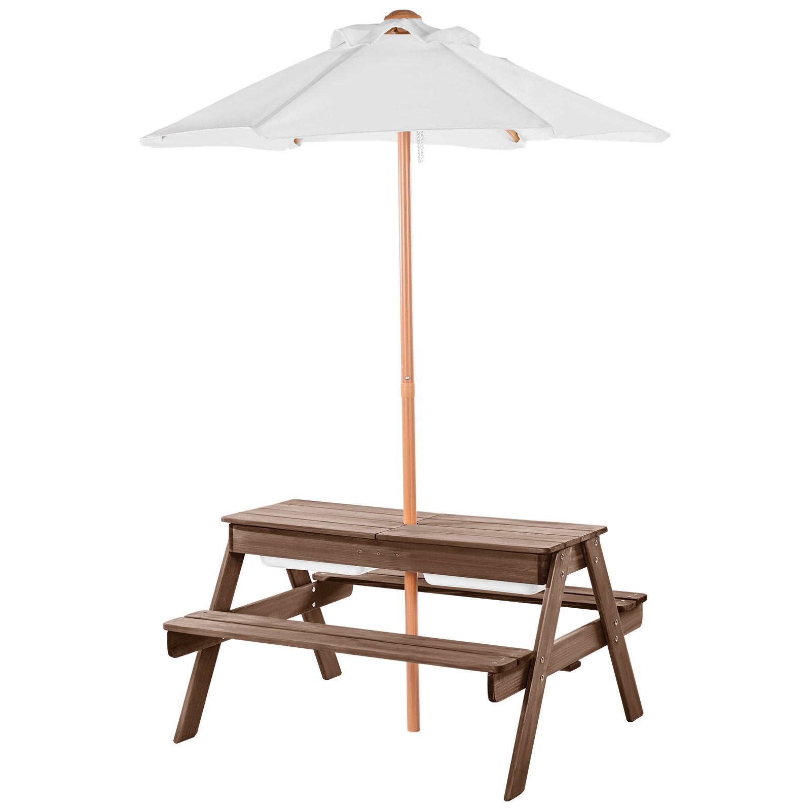 Picnic Table Wooden Tables And Bench Set With Umbrella Garden Indoor Outdoor