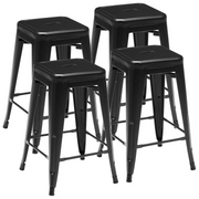24 Inches Metal Bar Stools Set Of 4, Backless Counter Height Bar Stools For Kitchen, Outdoor Stackable Stools --No Assem