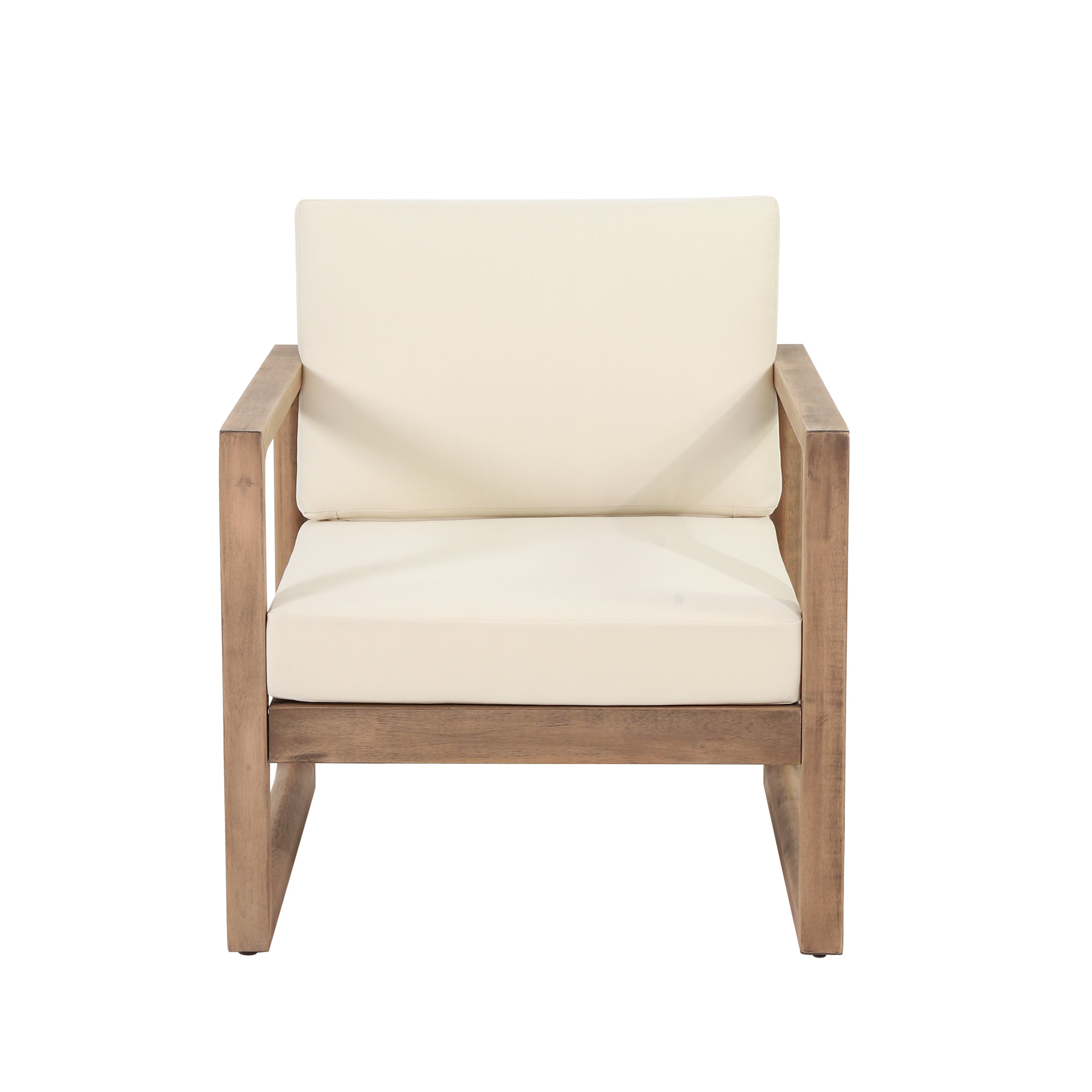 Outdoor Acacia Wood Patio Club Chair, Wood Patio Furniture,Waterproof Thick Cushion Deep Seating For Porch, Garden, Back